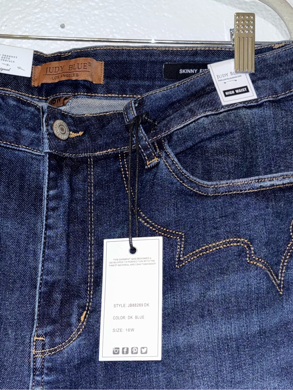 Judy Blue High Waist Western Embroidery Detail Skinny 16W NWT - Picture 4 of 9